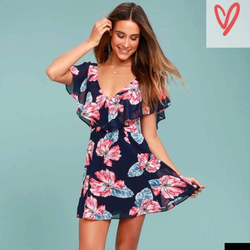 LULU’S FLOWERS THAT BE NAVY BLUE FLORAL DRESS